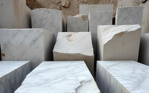 Bloques de mármol en una cantera.