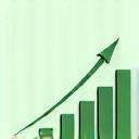 Ícono abstracto de un gráfico de barras ascendente.